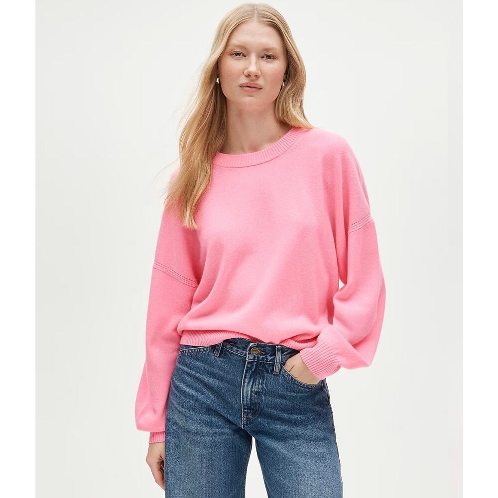 J. Crew Cashmere blouson-sleeve sweater in Neon Geranium NWT Size XS